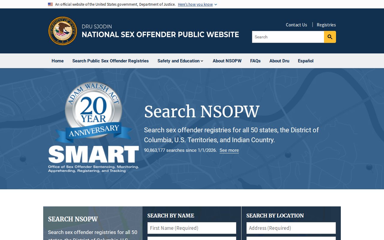 National sex offender search used with Juniata County registry records
